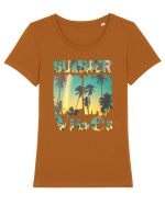 Summer Vibes  Tricou mânecă scurtă guler larg fitted Damă Expresser