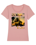 Summer Vibes  Tricou mânecă scurtă guler larg fitted Damă Expresser