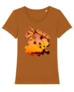 Summer Vibes  Tricou mânecă scurtă guler larg fitted Damă Expresser