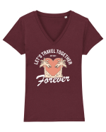 Let's travel together forever - dark colors Tricou mânecă scurtă guler V Damă Evoker