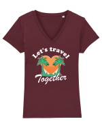 Let's travel together - dark colors Tricou mânecă scurtă guler V Damă Evoker