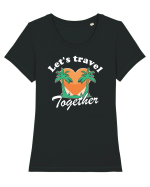Let's travel together - dark colors Tricou mânecă scurtă guler larg fitted Damă Expresser
