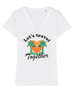 Let's travel together Tricou mânecă scurtă guler V Damă Evoker