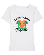 Let's travel together Tricou mânecă scurtă guler larg fitted Damă Expresser