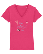 Live A Colorful Life Tricou mânecă scurtă guler V Damă Evoker