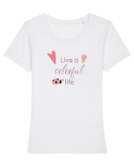 Live A Colorful Life Tricou mânecă scurtă guler larg fitted Damă Expresser