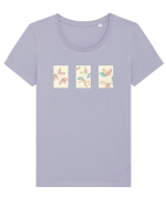 Flowerly Tricou mânecă scurtă guler larg fitted Damă Expresser