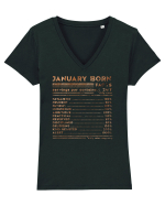 January Born Fun Facts Tricou mânecă scurtă guler V Damă Evoker
