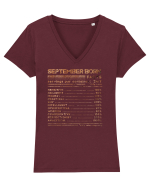 September Born Fun Facts Tricou mânecă scurtă guler V Damă Evoker