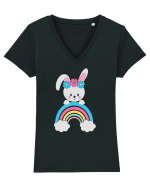 Bunny Rainbow Tricou mânecă scurtă guler V Damă Evoker