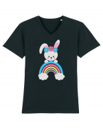 Bunny Rainbow Tricou mânecă scurtă guler V Bărbat Presenter