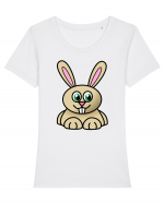 Bunny Cartoon Tricou mânecă scurtă guler larg fitted Damă Expresser