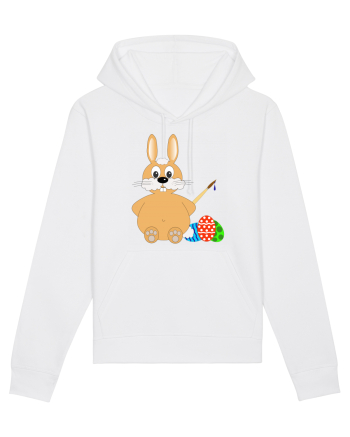 Easter bunny painting eggs White