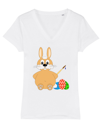 Easter bunny painting eggs White