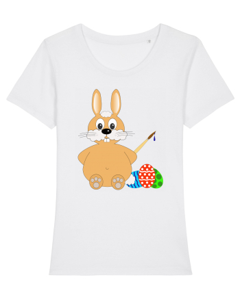 Easter bunny painting eggs White