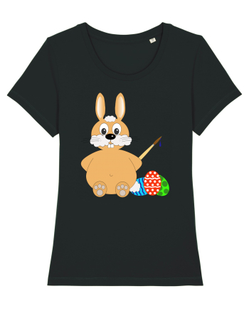 Easter bunny painting eggs Black