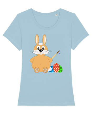 Easter bunny painting eggs Sky Blue