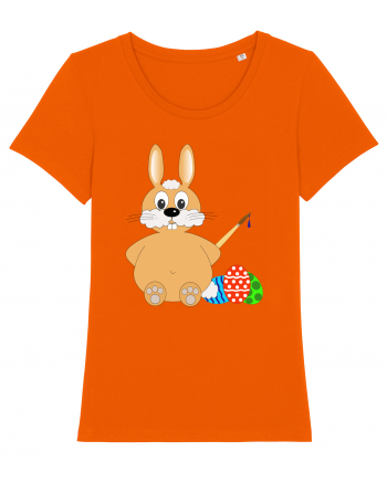 Easter bunny painting eggs Bright Orange