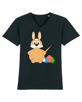 Easter bunny painting eggs Black