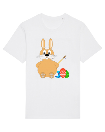 Easter bunny painting eggs White