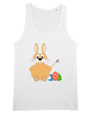 Easter bunny painting eggs White