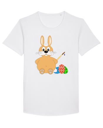 Easter bunny painting eggs White