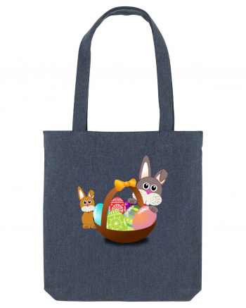 Easter rabbit with baby rabbit Midnight Blue