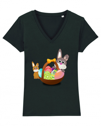 Easter rabbit with baby rabbit Black