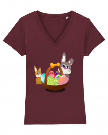 Easter rabbit with baby rabbit Burgundy