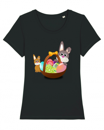 Easter rabbit with baby rabbit Black