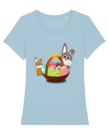 Easter rabbit with baby rabbit Sky Blue