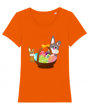 Easter rabbit with baby rabbit Bright Orange