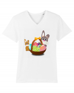 Easter rabbit with baby rabbit Tricou mânecă scurtă guler V Bărbat Presenter