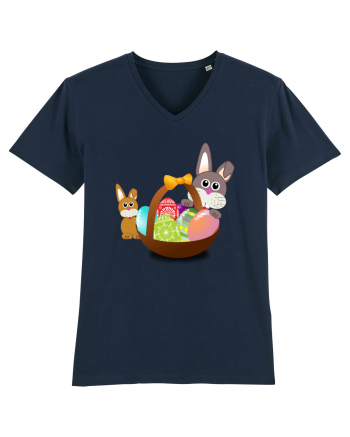 Easter rabbit with baby rabbit French Navy