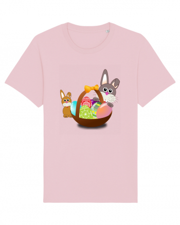 Easter rabbit with baby rabbit Cotton Pink