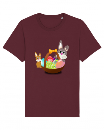 Easter rabbit with baby rabbit Burgundy