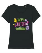 Happy Easter / Paste Fericit Tricou mânecă scurtă guler larg fitted Damă Expresser