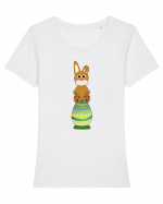 Rabbit on easter egg Tricou mânecă scurtă guler larg fitted Damă Expresser