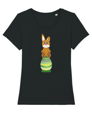 Rabbit on easter egg Black