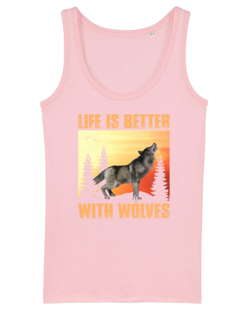 Life Is Better With Wolves Cotton Pink