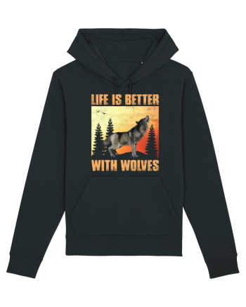 Life Is Better With Wolves Black