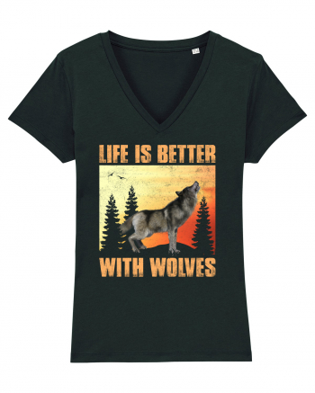 Life Is Better With Wolves Black