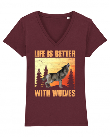 Life Is Better With Wolves Burgundy