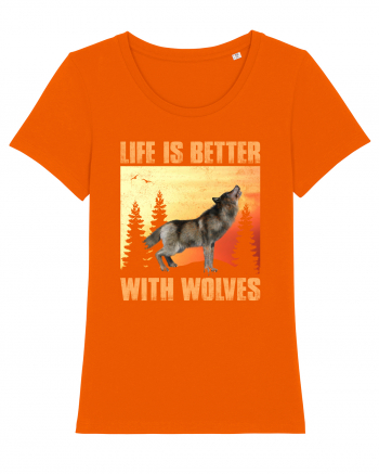 Life Is Better With Wolves Bright Orange