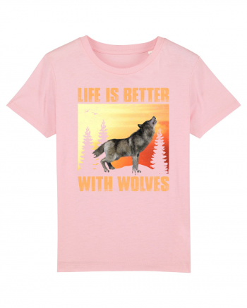 Life Is Better With Wolves Cotton Pink