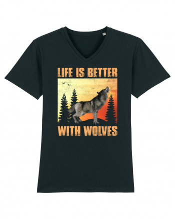 Life Is Better With Wolves Black