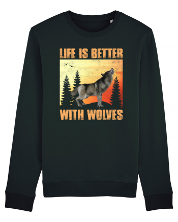 Life Is Better With Wolves Black