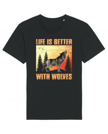 Life Is Better With Wolves Black