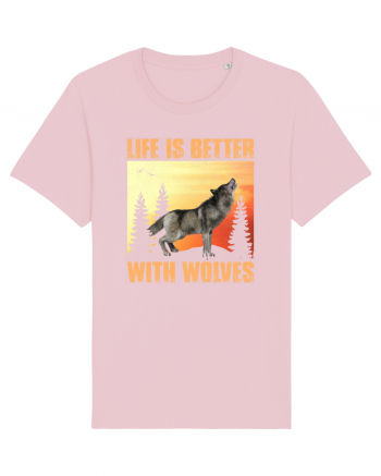 Life Is Better With Wolves Cotton Pink