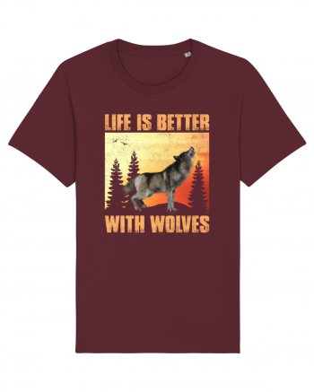 Life Is Better With Wolves Burgundy